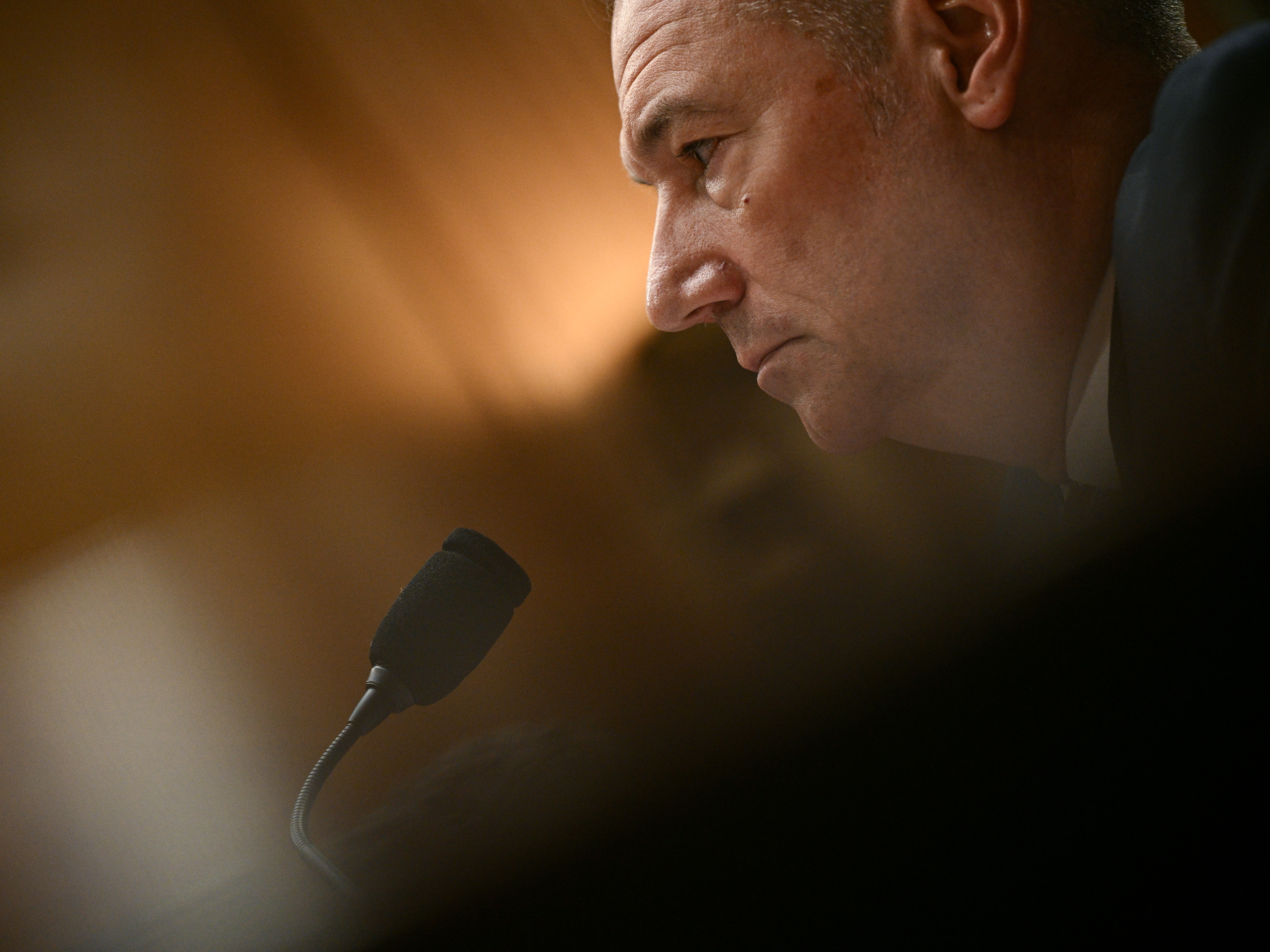 caption: Acting Director of U.S. Immigration and Customs Enforcement Todd Lyons testifies before a Senate Homeland Security and Governmental Affairs Committee on Feb. 12, 2026.