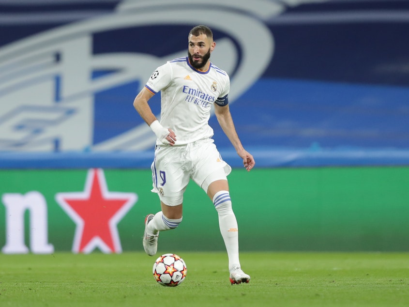 caption: Karim Benzema of Real Madrid CF, shown here at a match earlier this month, has been found guilty in a blackmail case.