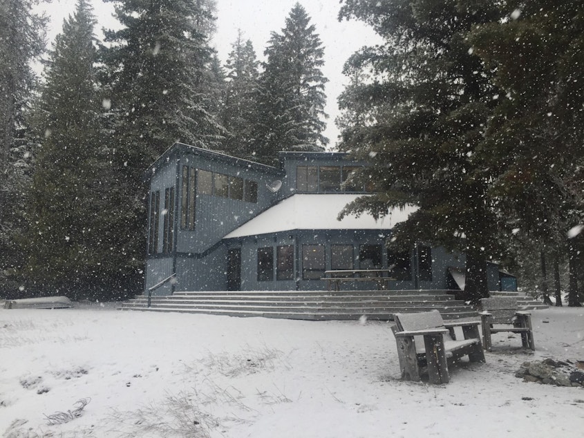 caption: Tom Paulson's Idaho cabin in early spring