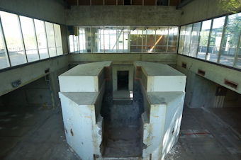 caption: A look inside More Hall Annex at the old nuclear reactor