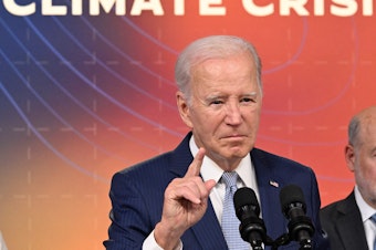 caption: President Biden, seen here at a briefing on extreme heat conditions on July 27, wants communities to do more to formally plan for extremely hot summers.