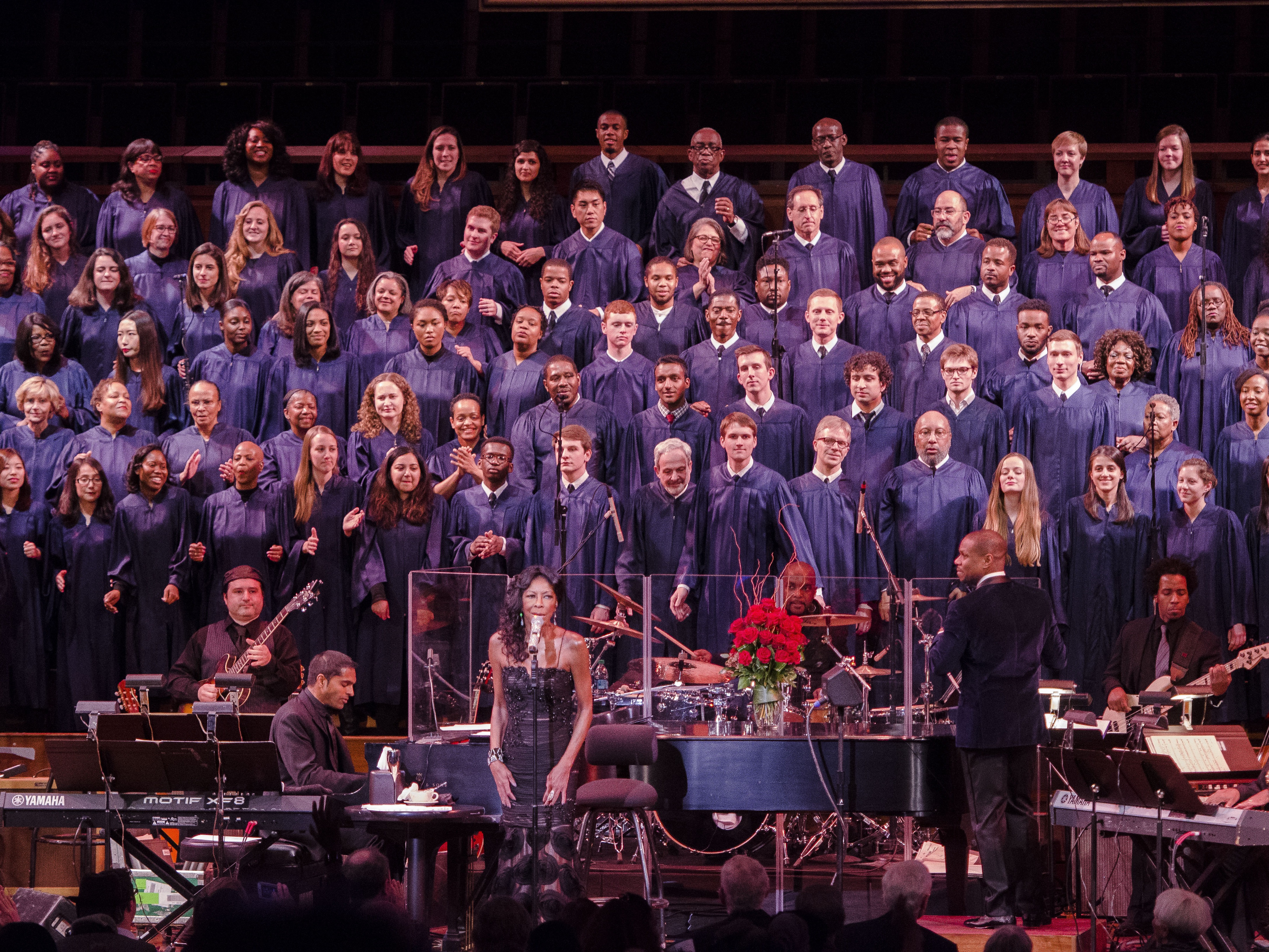 caption: Natalie Cole and music producer Nolan Williams, Jr. with the Let Freedom Ring Celebration Choir at the Kennedy Center in January 2015.