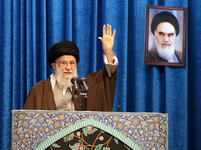 caption: "There were bitter and sweet events for the Iranian nation" in the past two weeks, Supreme Leader Ayatollah Ali Khamenei said during a Friday prayers sermon in Tehran.