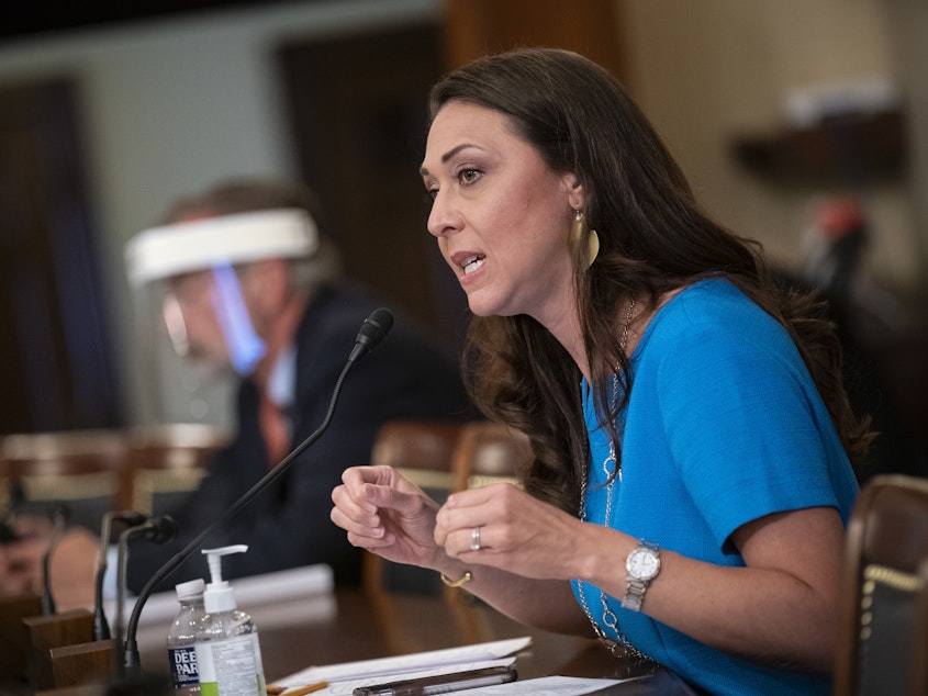 caption: On Saturday morning, senators voted to hear from Republican Rep. Jaime Herrera Beutler as a witness in the impeachment trial. Later, an agreement allowed a statement by her into the record without calling her.