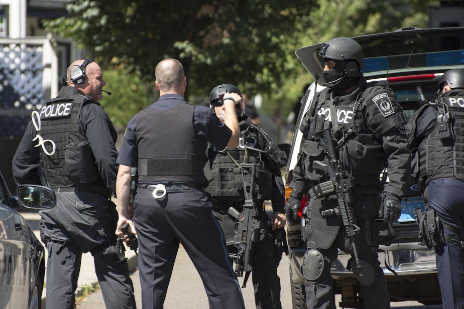 caption: A SWAT standoff in Massachusetts in 2013.