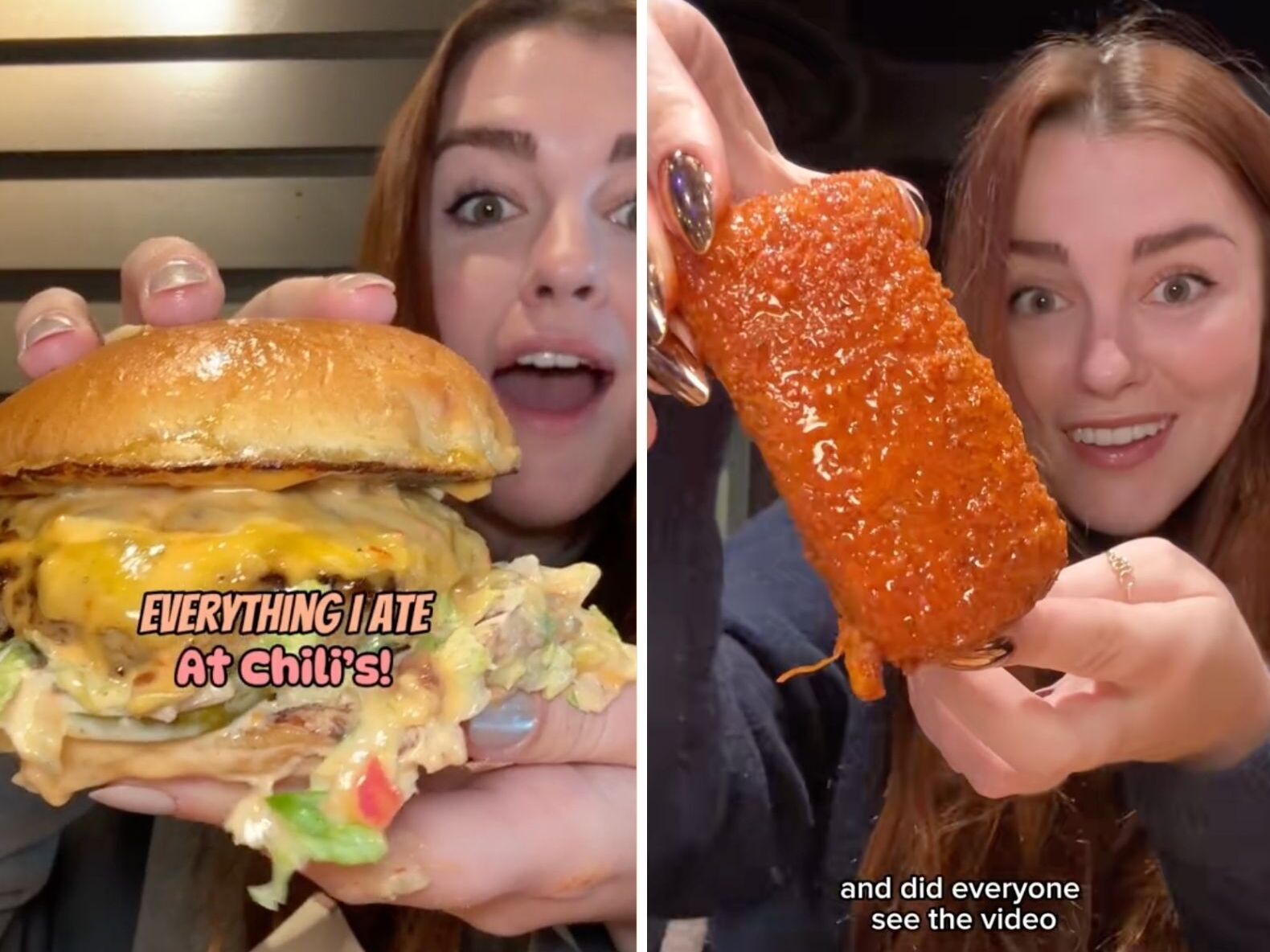 caption: Images from Karissa Dumbacher's TikTok account, @karissaeats, where she makes videos about food. She has over 4.5 million followers on the platform.