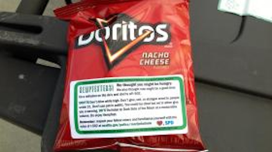 caption: The SPD Doritos giveaway at last year's Hempfest was a viral hit, but it is now the subject of a complaint.