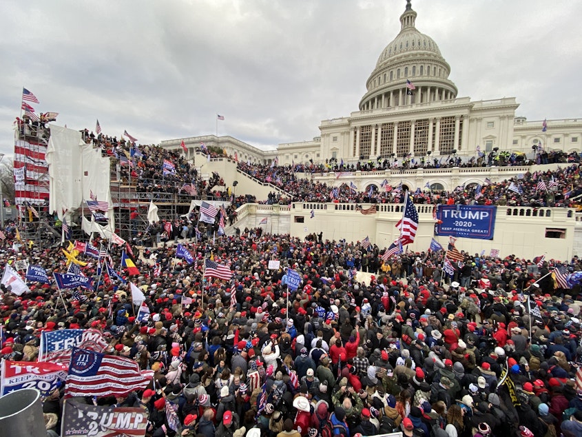 caption: Pro-Trump extremists attacked the U.S. Capitol on Jan. 6. The acting U.S. Capitol Police chief apologized to Congress Tuesday for the department's failure to secure the building.