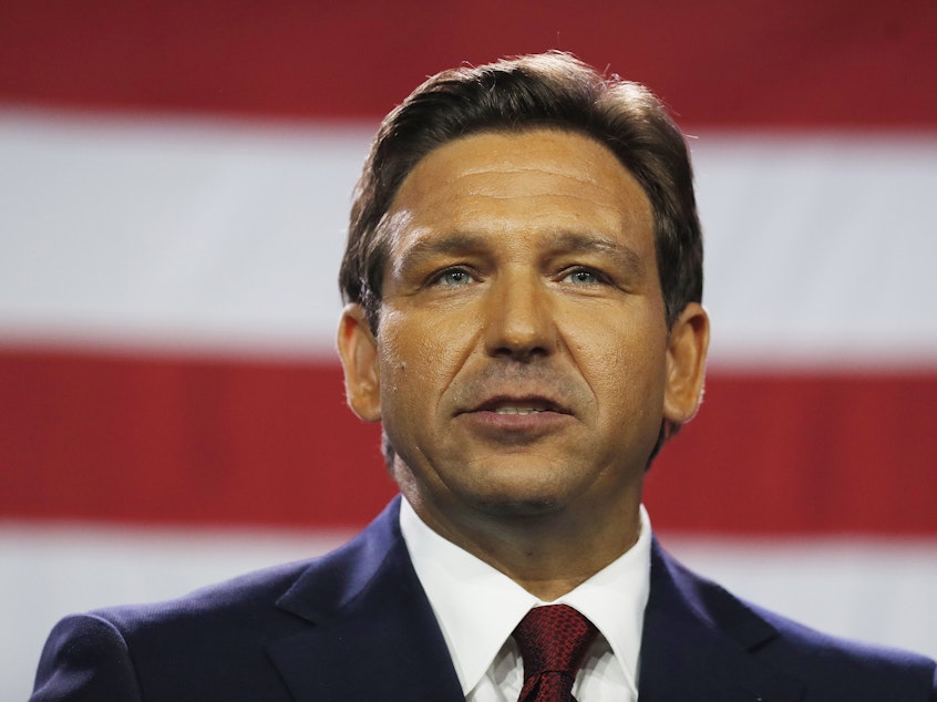 caption: Under Florida Gov. Ron DeSantis, pictured, the state is enacting a handful of controversial education measures that are attracting national attention.