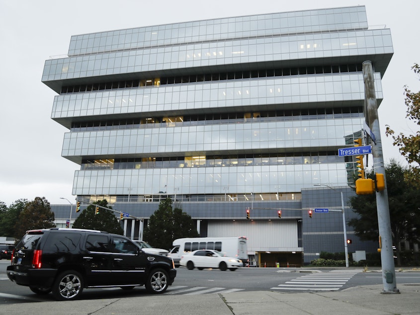 caption: Purdue Pharma headquarters in Stamford, Conn, shown last week. The company, which makes OxyContin and other drugs, filed court papers in New York on Sunday seeking Chapter 11 bankruptcy protection.
