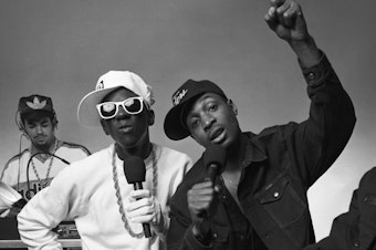 caption: Flavor Flav, left, and Chuck D, photographed on May 1, 1987.