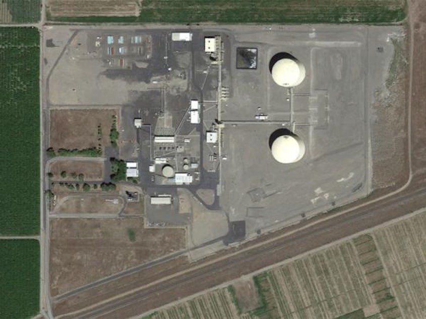 caption: Google Earth view of the liquefied natural gas storage facility in Plymouth, Wash. 