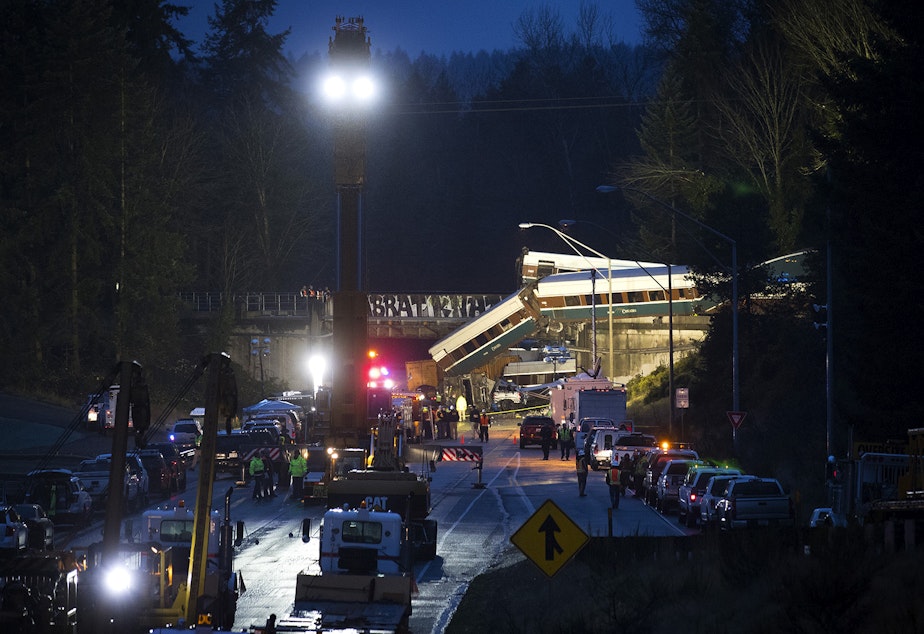 caption: The first of many lawsuits stemming from the December 2017 derailment of Amtrak Cascades Train 501 went to trial in Tacoma on Tuesday.