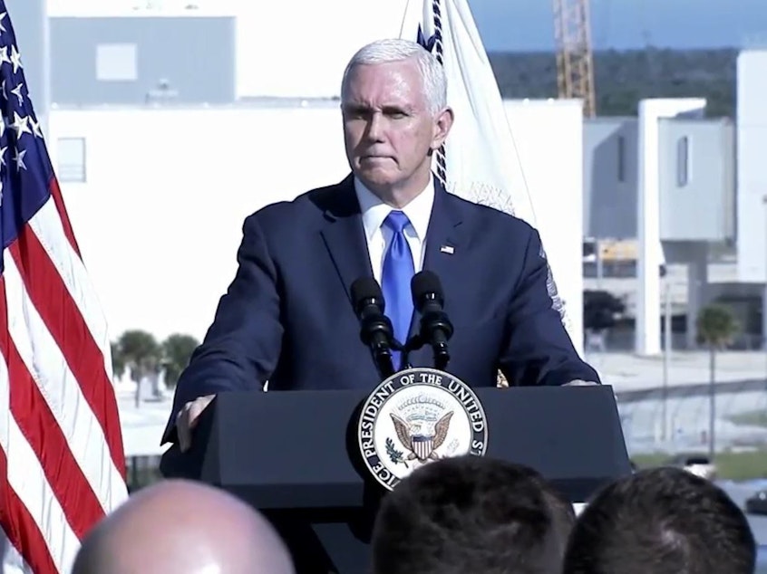 caption: Vice President Pence announced the revival of the U.S. Space Command, saying Tuesday that it will oversee more than 18,000 military and civilian personnel who currently work "in space operations for our national security."
