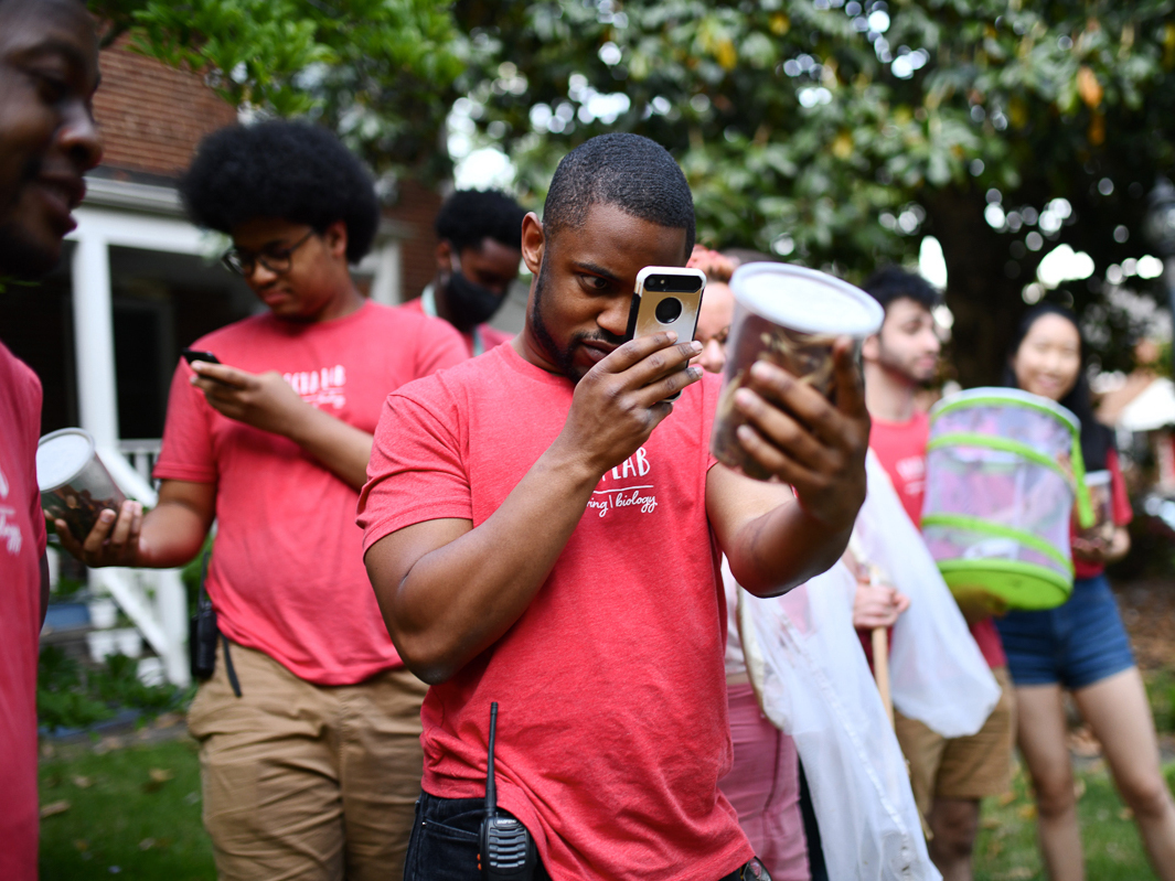 caption: Josh Pulliam and other researchers from Jake Socha's lab at Virginia Tech drove from Blacksburg, Va., to the northern part of the state and spent days collecting and studying Brood X cicadas.