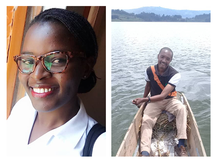 caption: Maria Nakalanda (right), Edward Arineitwe and Charles Batte are Ugandan health care workers who have faced difficulties in getting to and from work after their country's transportation lockdown.