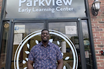 caption: Parkview Early Learning Center in Spokane, Wash., has been operating at one-third capacity under pandemic guidelines. Co-owner Luc Jasmin III says it has been tough to turn away parents, many of whom are essential workers.