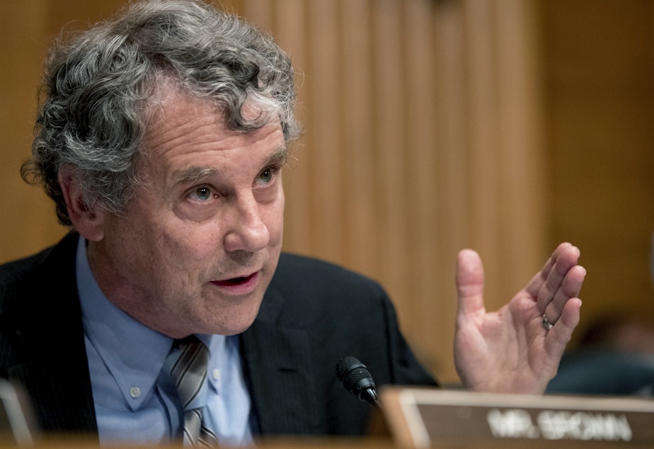 caption: Sen. Sherrod Brown, D-Ohio, wants answers from one of the largest owners of single family rental homes in the U.S. A report from an advocacy group finds that the company has been filing evictions at more than four times the rate in predominantly Black counties as in mostly white counties.