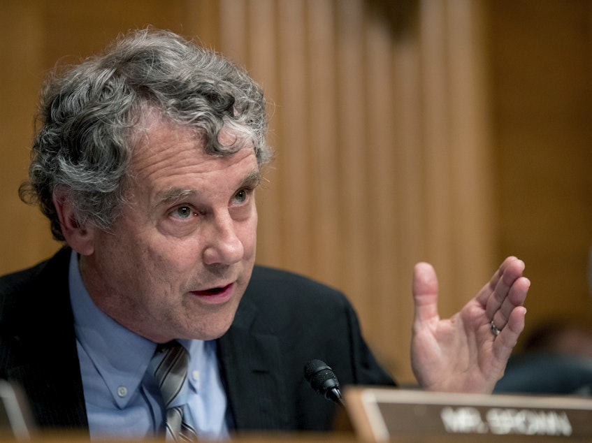 caption: Sen. Sherrod Brown, D-Ohio, wants answers from one of the largest owners of single family rental homes in the U.S. A report from an advocacy group finds that the company has been filing evictions at more than four times the rate in predominantly Black counties as in mostly white counties.