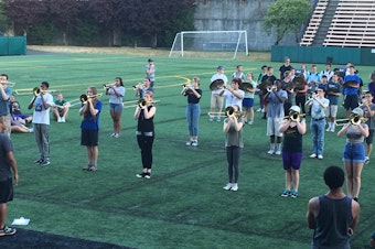 caption: Seattle's All-City Band practices for Seafair. Click on this image for more photos of the band.