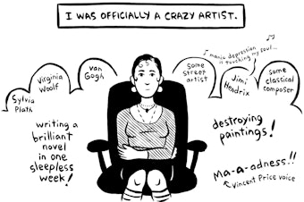 caption: Panel from Ellen Forney's award-winning graphic memoir "Marbles: Mania, Depression, Michelangelo, & Me"