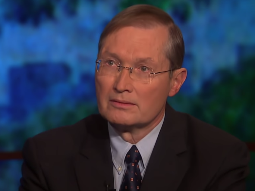 caption: Mike Lofgren, a former congressional staffer, wrote <em>The Deep State</em> in 2016. While the term is now widely in use, it's not in the way that Lofgren intended. He appears here on a PBS program hosted by commentator Bill Moyers.
