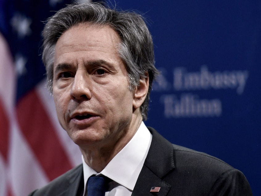 caption: In an interview with NPR, U.S. Secretary of State Antony Blinken says U.S. sanctions against Russia for its invasion of Ukraine are "not designed to be permanent," and that they could "go away" if Russia should change its behavior.