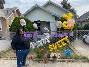 caption: Chalinda Hatcher lost her 15-year-old daughter, Shamara Young, who was shot and killed in Oakland, Calif., in October. Hatcher wants the city to step up and help.