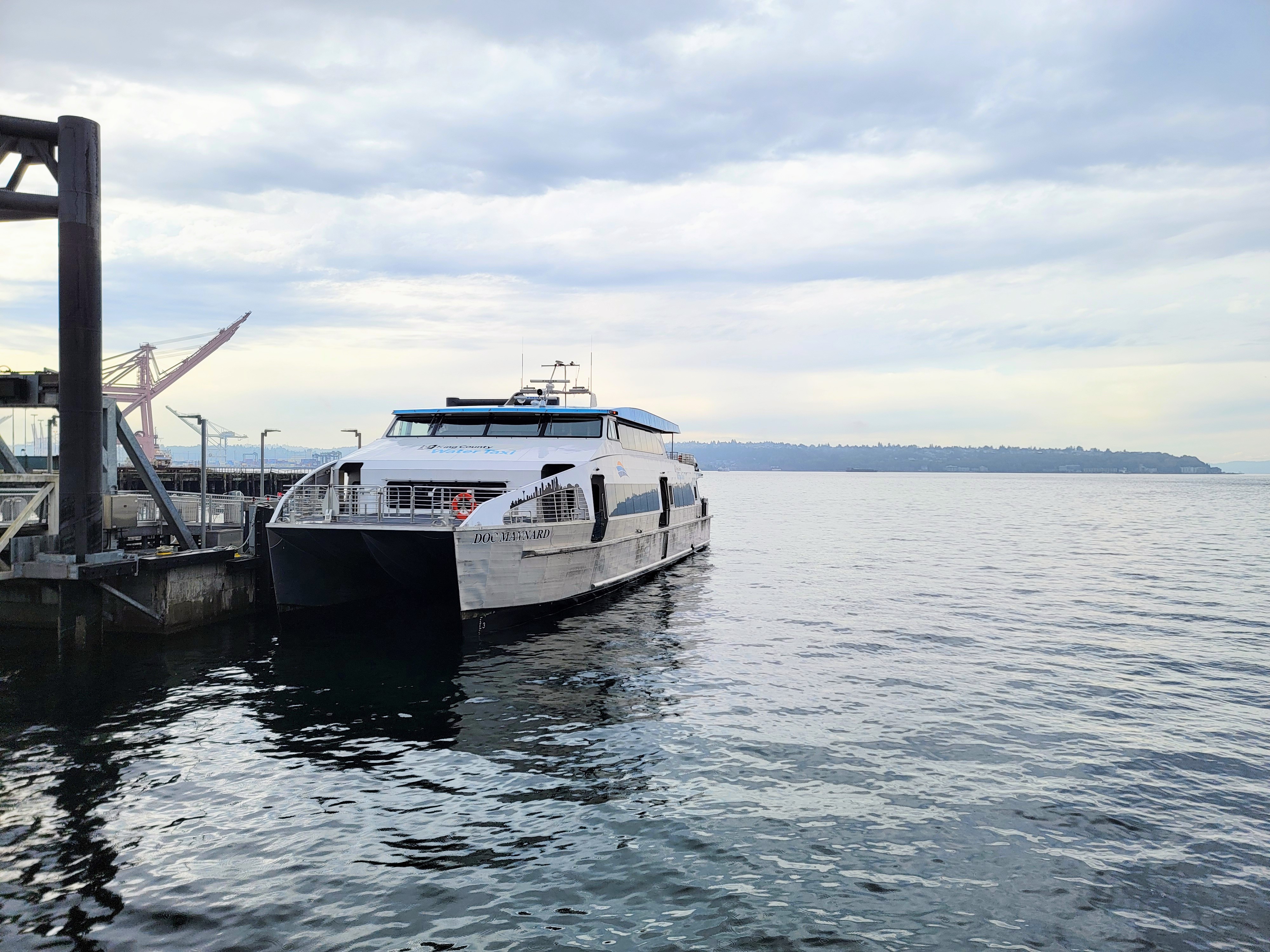 caption: The Vashon Island water taxi about to set sail on Friday, Oct. 10, 2025.