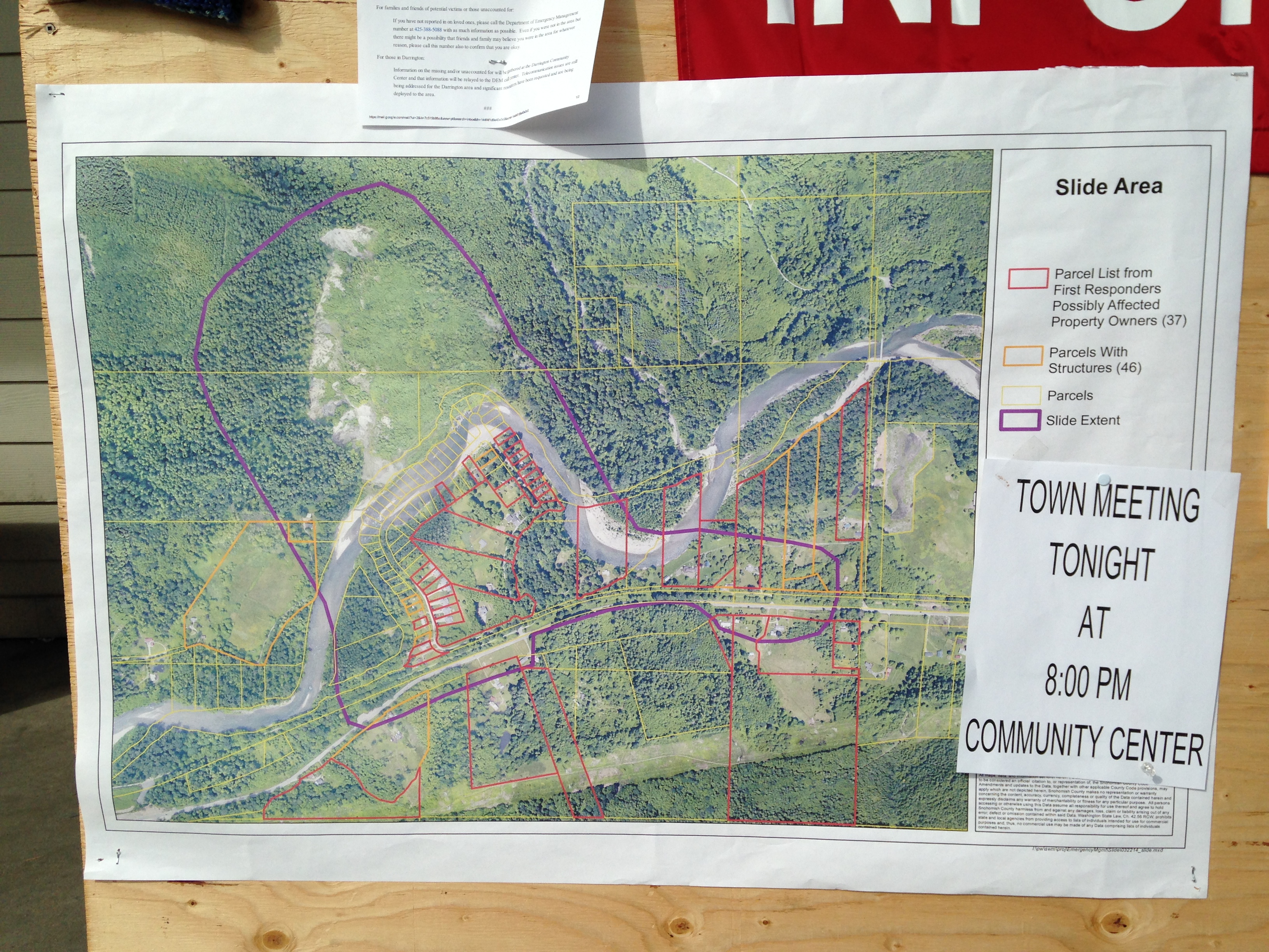 caption: Slide area map posted outside Darrington grocery store.