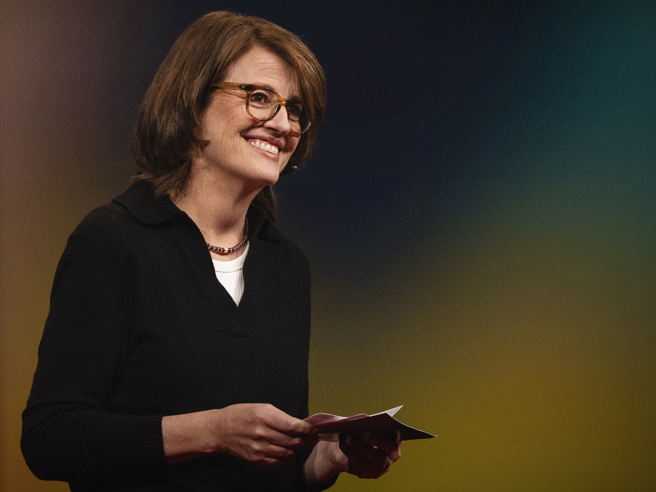 caption: Kelly Corrigan speaks at TED2024