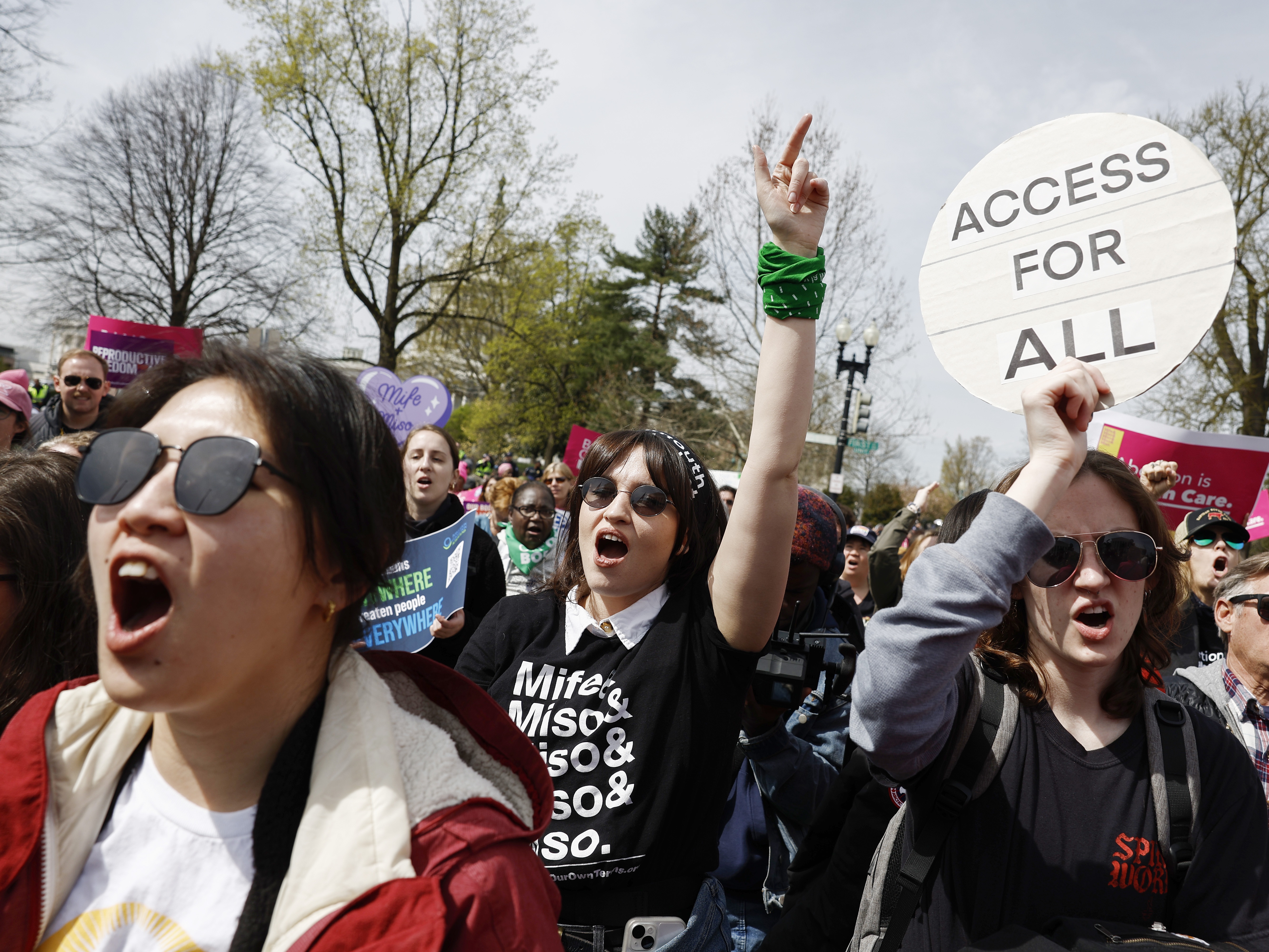 caption: An abortion-rights rally outside the Supreme Court on March 26, 2024 when the justices heard another case about mifepristone, one of the drugs used in medication abortion. The High Court did not roll back the FDA's approval of the drug in that case.
