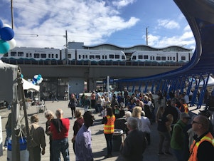 caption: Opening-day party for Sound Transit's Angle Lake station in SeaTac