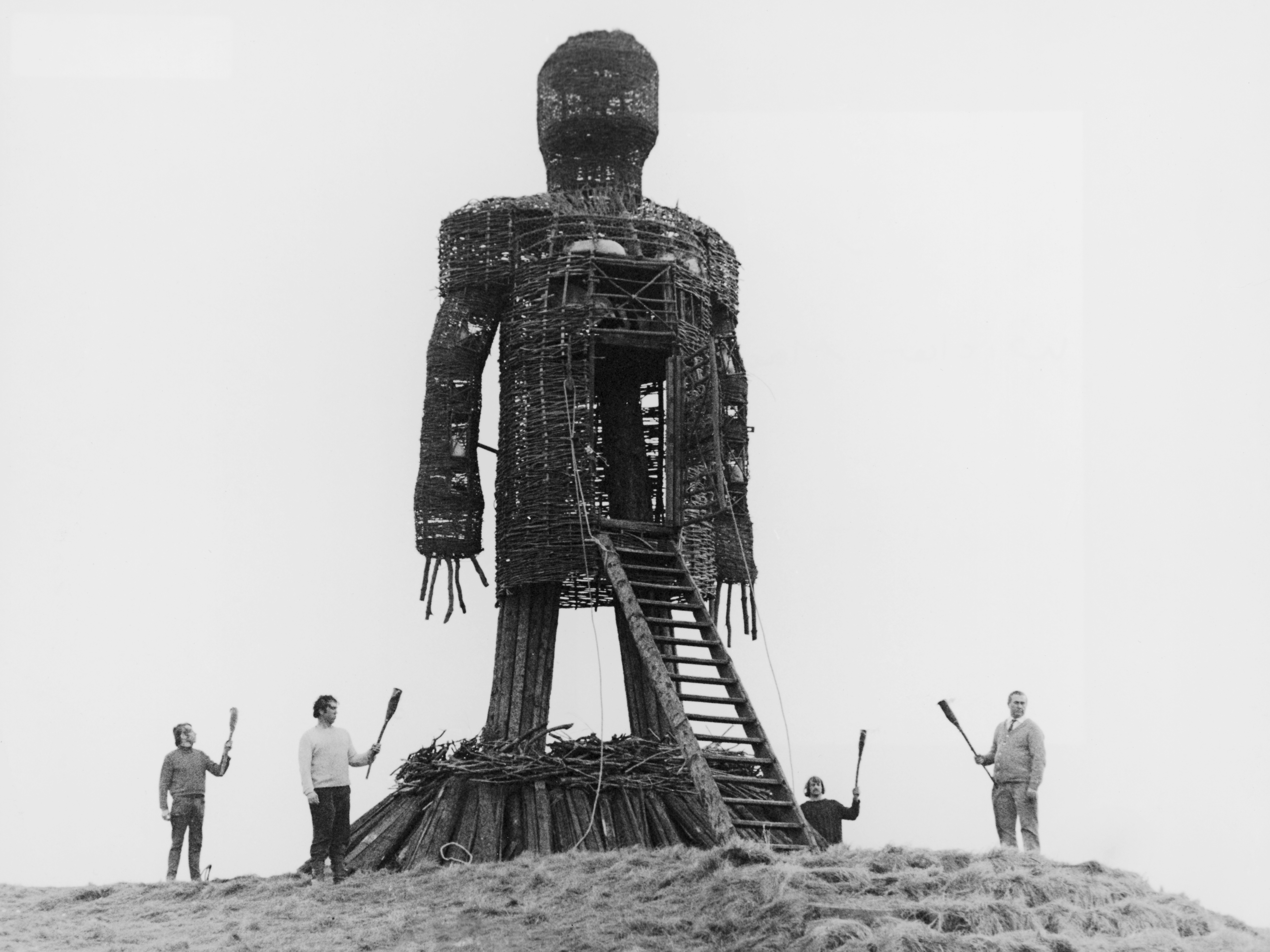 caption: In 1973's <em>The Wicker Man</em>, British policeman (Edward Woodward) visits a remote Scottish island to find that the locals have embraced a form of paganism.