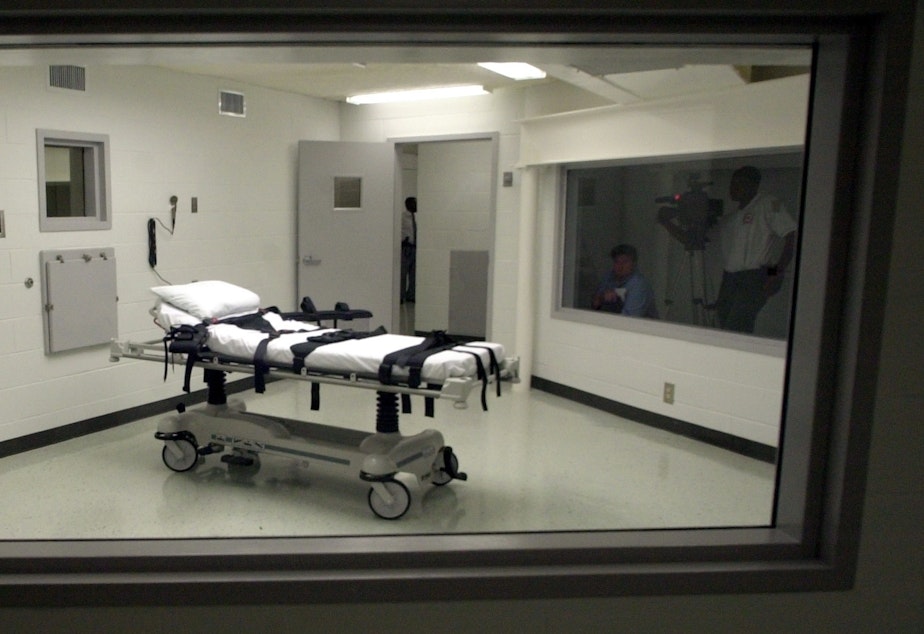 This file photo shows Alabama's lethal injection chamber at Holman Correctional Facility in Atmore, Ala. Inmate Domineque Ray was put to death Thursday night without his spiritual adviser present in the chamber.