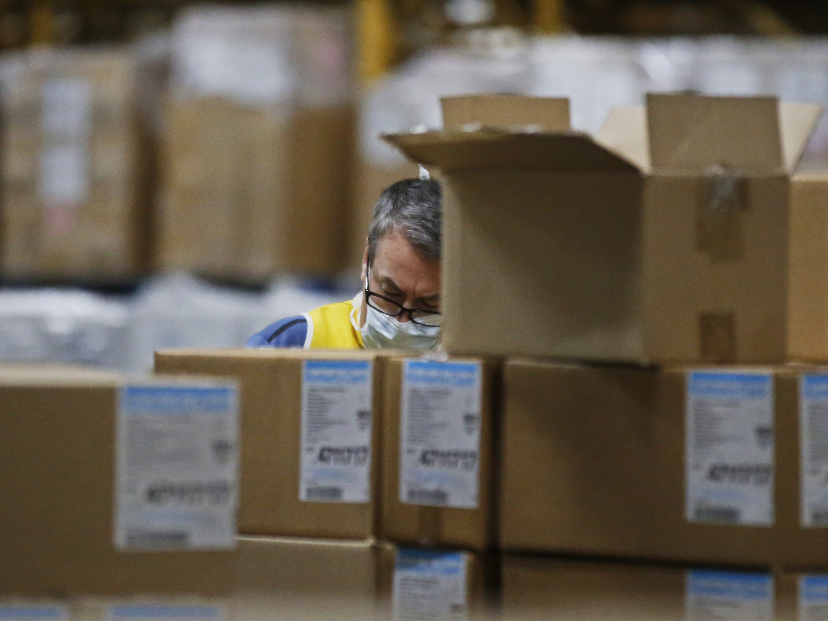 caption: Fred Leighty, warehouse manager at Oklahoma's Strategic National Stockpile warehouse, in Oklahoma City earlier this month. The Government Accountability Office will be tracking management and distribution of the nation's stockpile as well as testing for coronavirus.