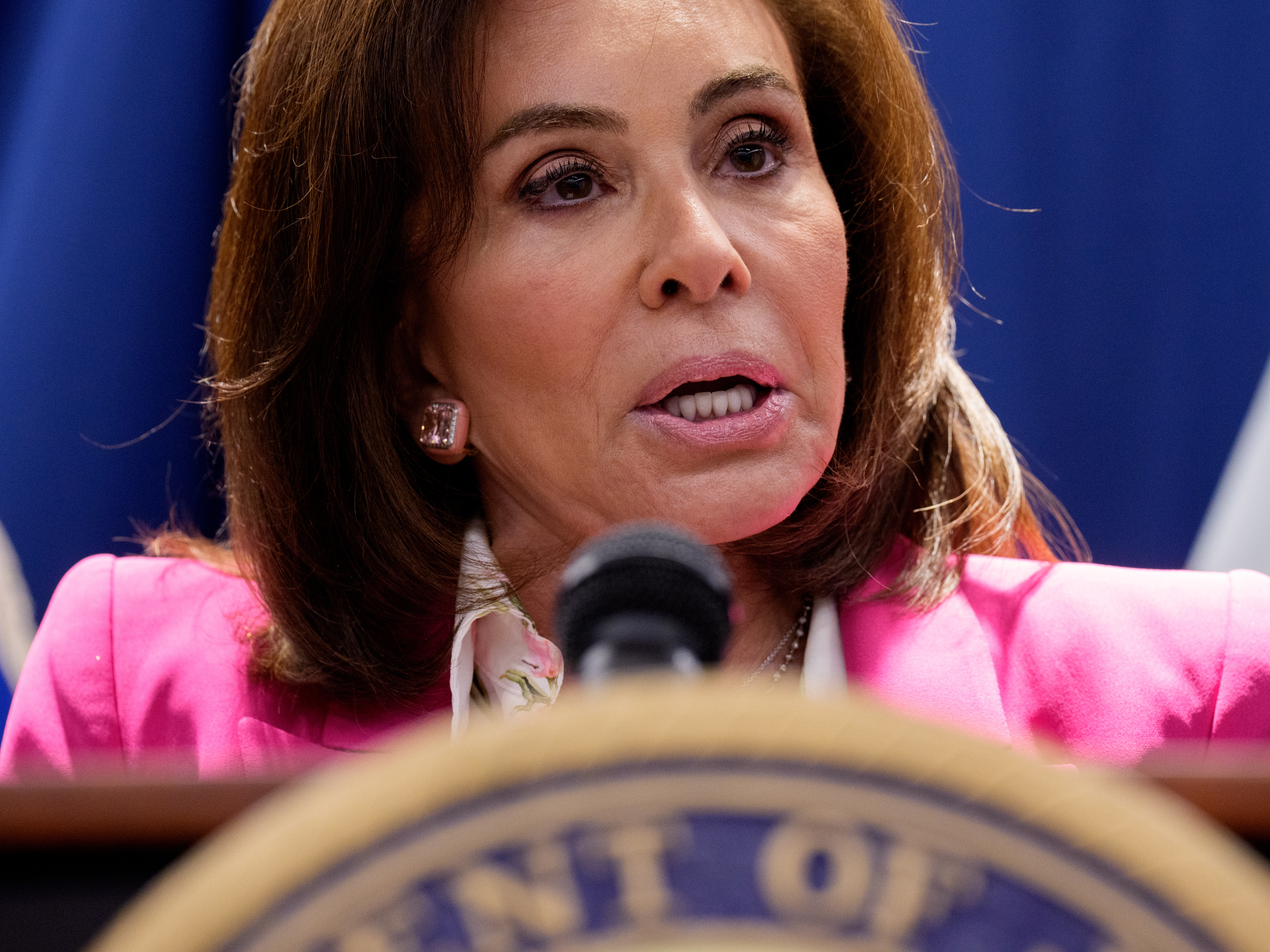 caption: Jeanine Pirro, the U.S. attorney for the District of Columbia, speaks during a news conference on Aug. 26 in Washington, D.C.