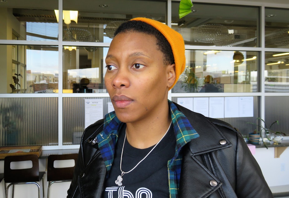 caption: Imani Sims is KUOW's first #NewsPoet.