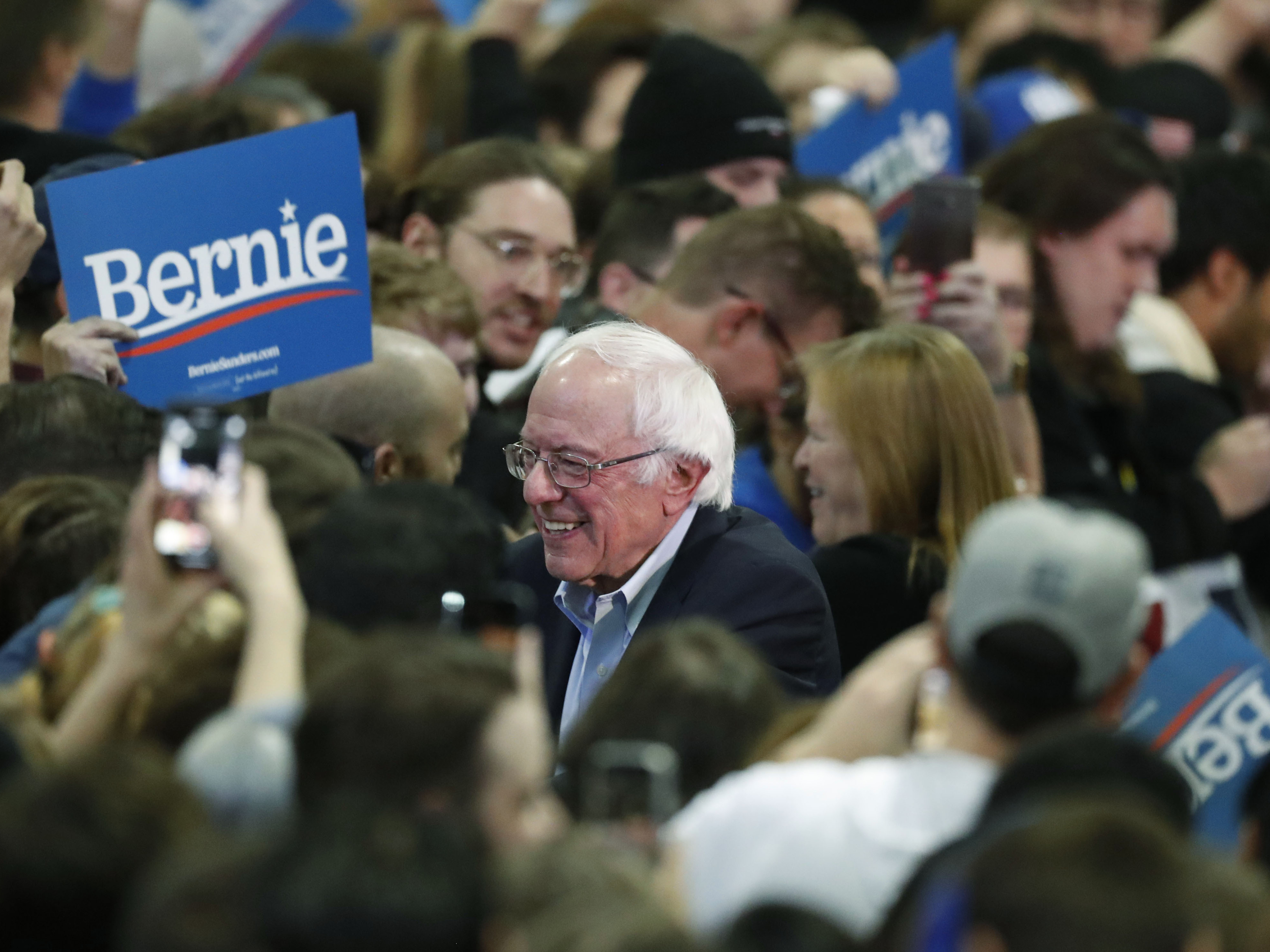 caption: Sen. Bernie Sanders has opened up a wide lead among Democratic voters nationally, according to a new NPR/PBS NewsHour/Marist poll.