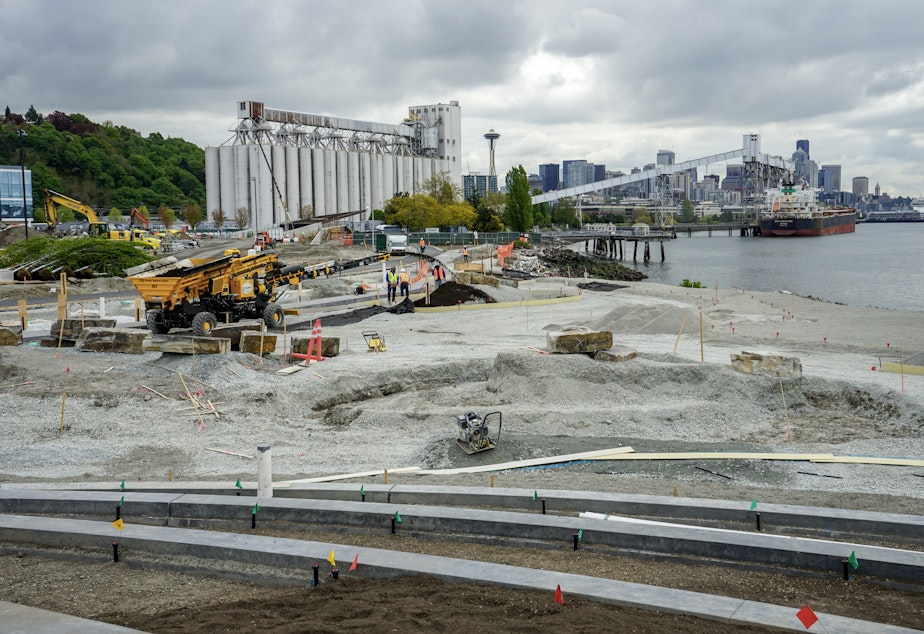 caption: Expedia Group's new campus along the Seattle waterfront is expected to be ready for employees to make the move in fall of 2019