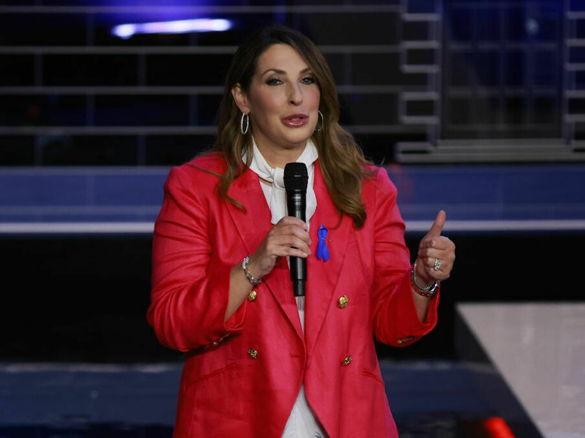 caption: RNC Chairwoman Ronna McDaniel said Monday she'll step down from her post on March 8.