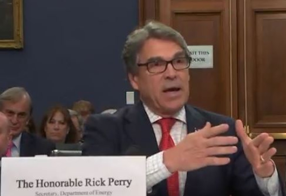 caption: Energy Secretary Rick Perry testifying on Capitol Hill