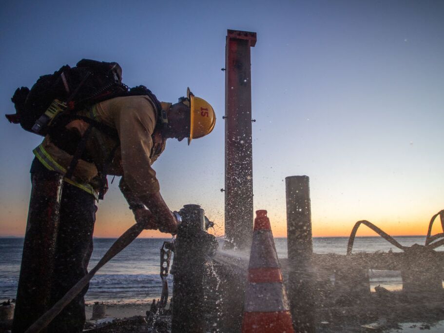 caption: Many of the false narratives in the wake of the Los Angeles wildfires have involved water.