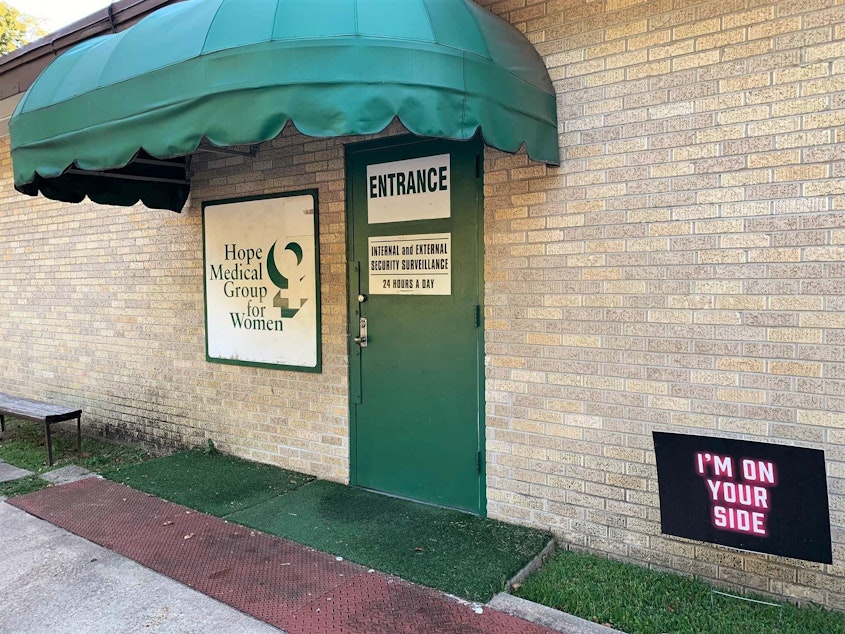 caption: In Shreveport, La., the Hope Medical Group for Women is reporting more patients from nearby Texas after the passage of that state's Senate Bill 8.