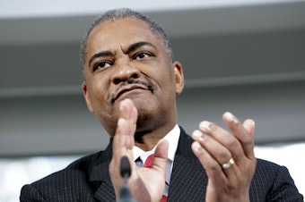 caption: Washington State University president Elson Floyd at a fund-raising campaign kick-off for the school Dec. 2, 2010, in Seattle. Floyd served as WSU president until his death on June 20, 2015.