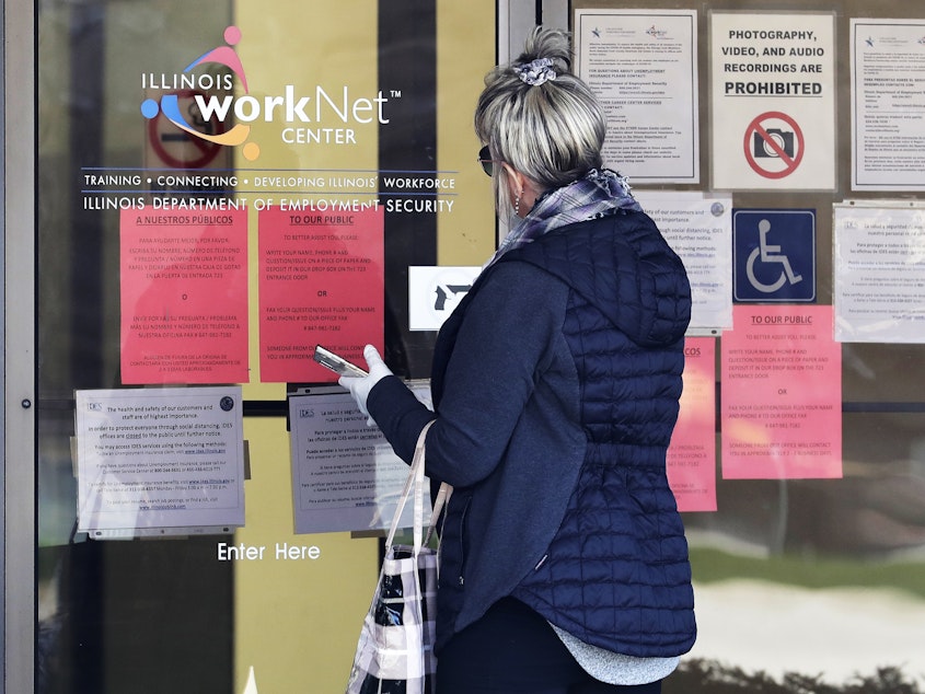 caption: Before the coronavirus crisis, there were briefly more women on U.S. payrolls than men. That's no longer true. Women accounted for 55% of the rise in job losses last month.