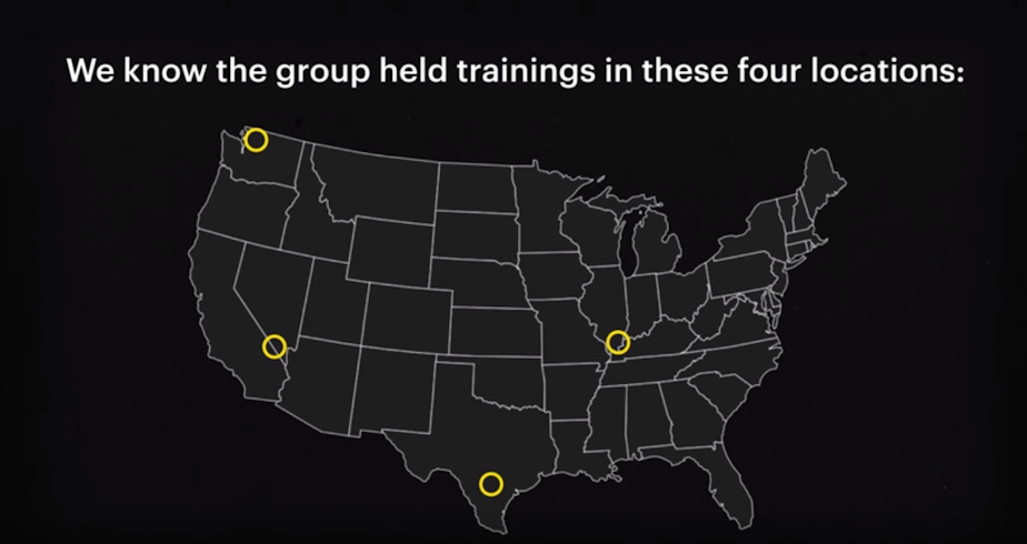 caption: Graphic created by ProPublica showing training sites of the white supremacist group Atomwaffen Division.