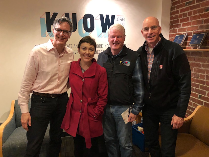 Bill, Erica C. Barnett, Brian Baird, and C.R. Douglas at KUOW.