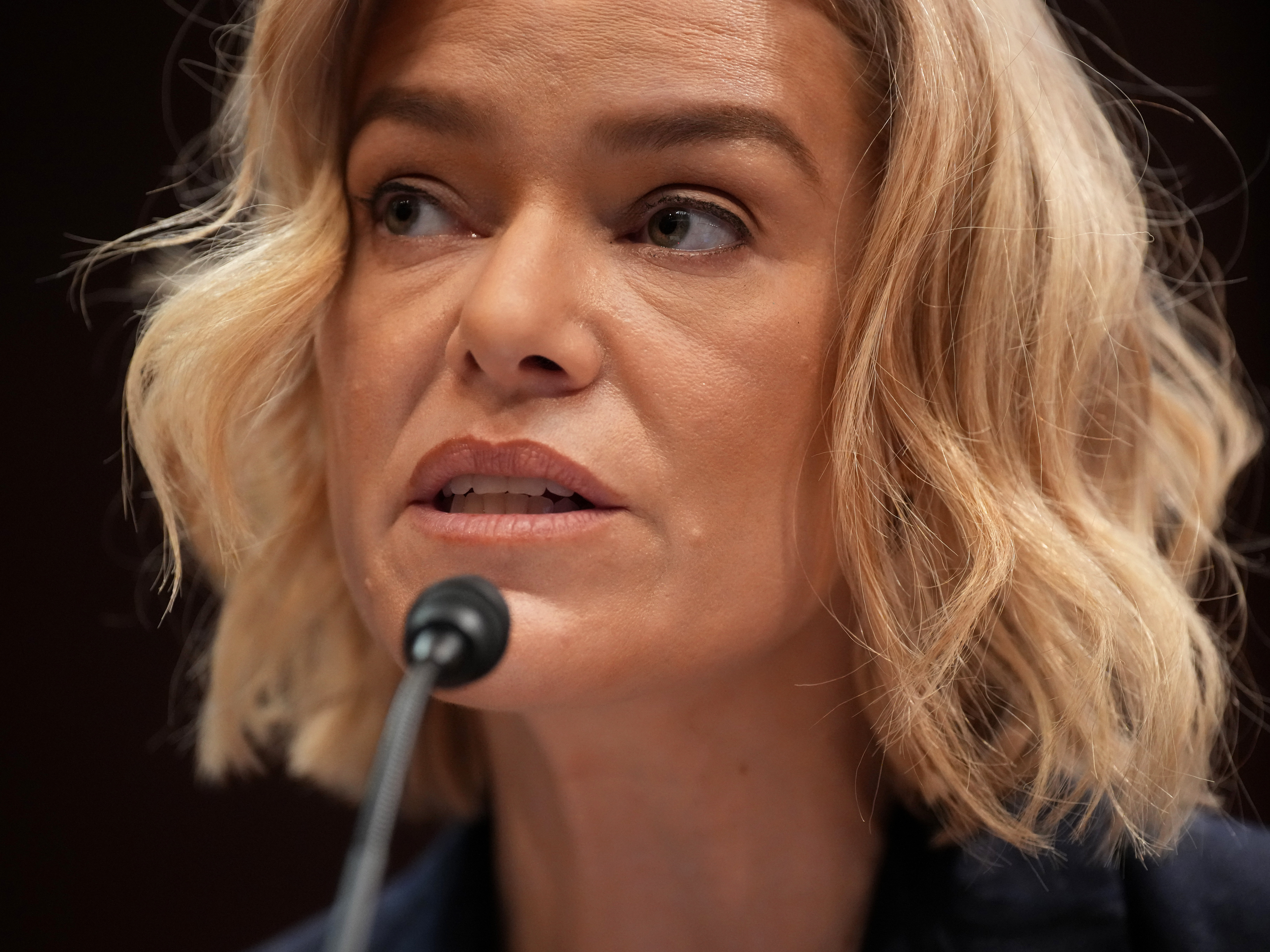 caption: President and CEO of National Public Radio Katherine Maher testifies during a House Oversight and Government Reform Committee hearing at the U.S. Capitol in March 2025.