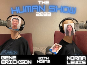 caption: Gene Erickson and Normal Lewis, the hosts of "The Human Show." 